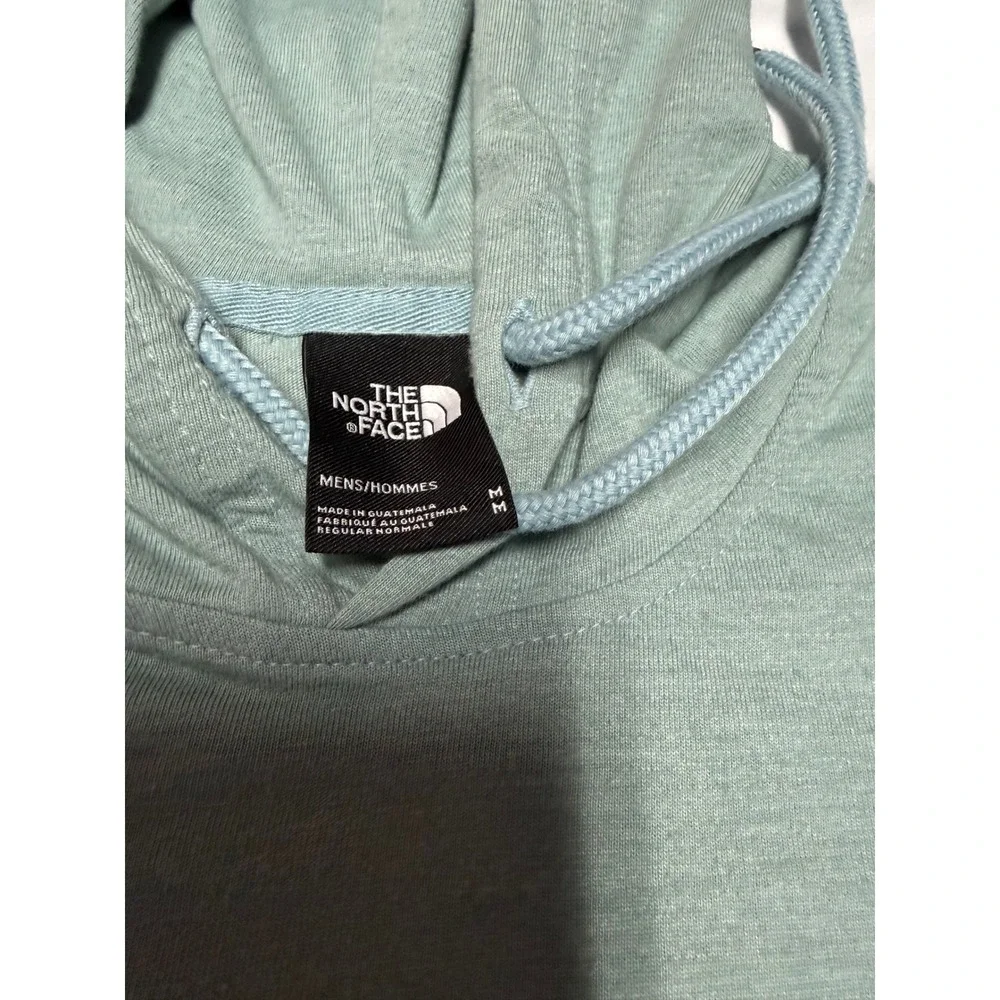 The North Face Men's Logo Hoodie T-Shirt Medium Green Lightweight EUC